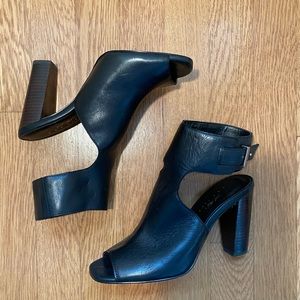 Black Peep Toe Heeled Sandal